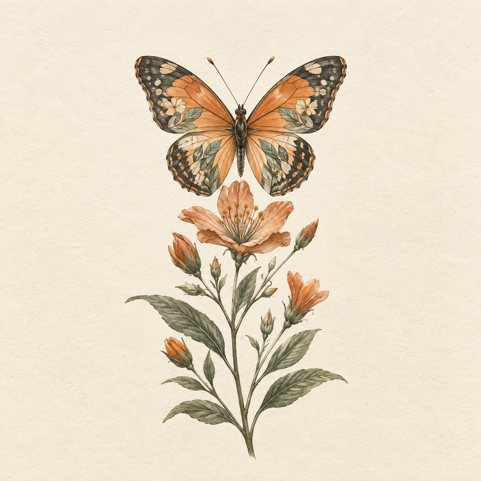 Entfalten: botanische Illustration des Entwicklungswegs