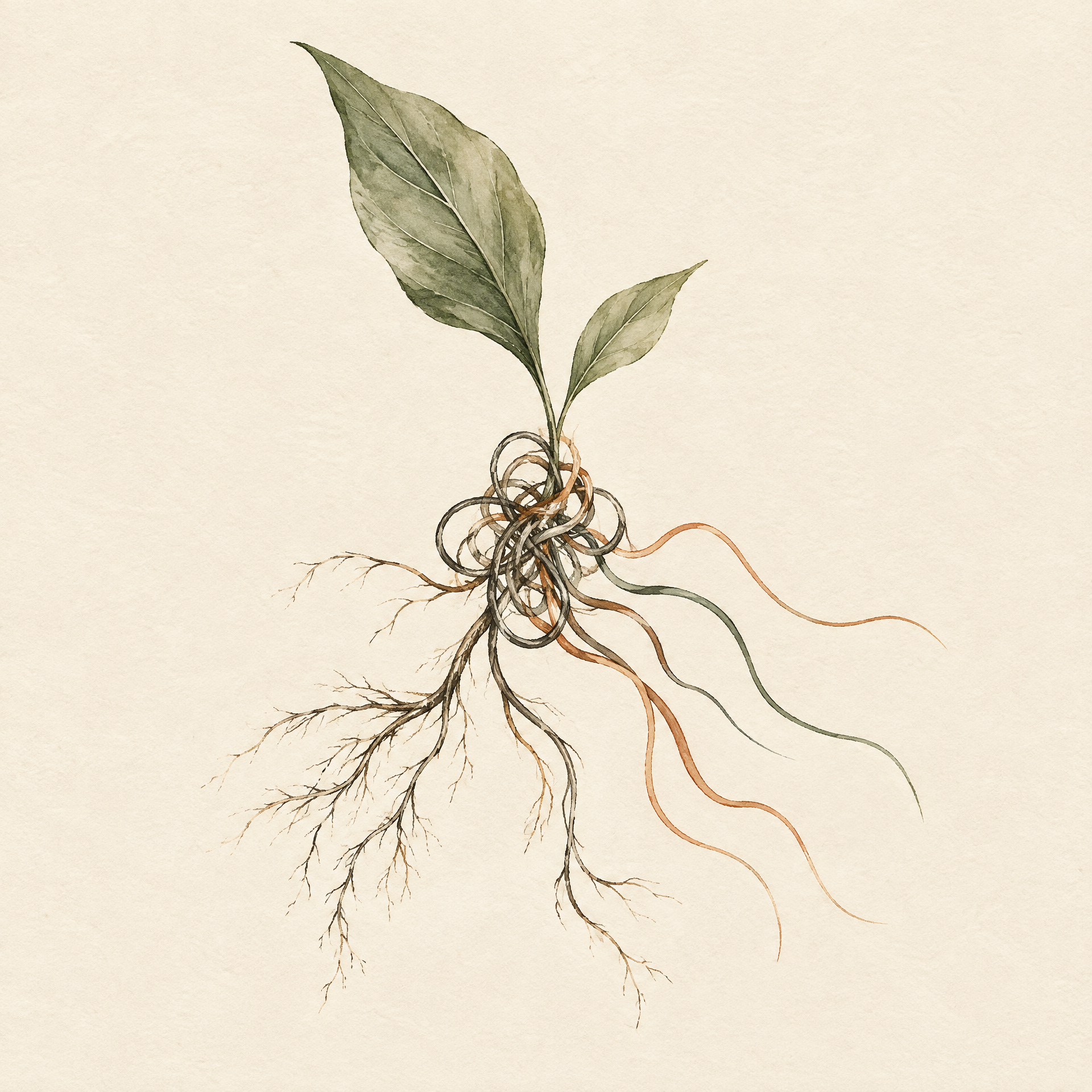 Entwirren: botanische Illustration des Entwicklungswegs