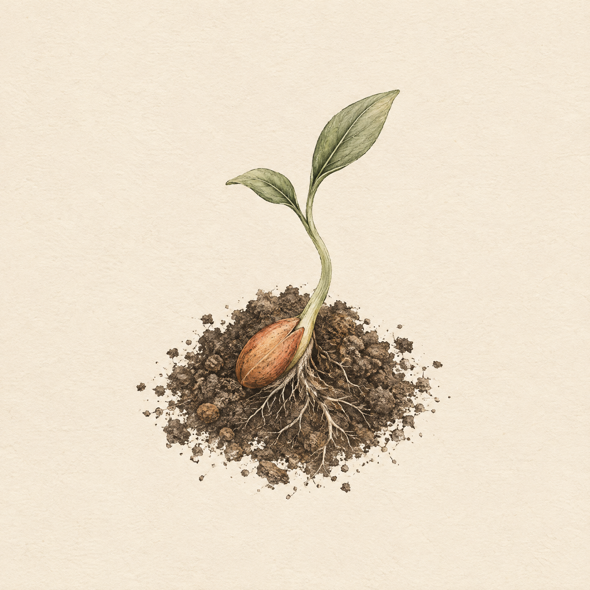 Wahrnehmen: botanische Illustration des Entwicklungswegs